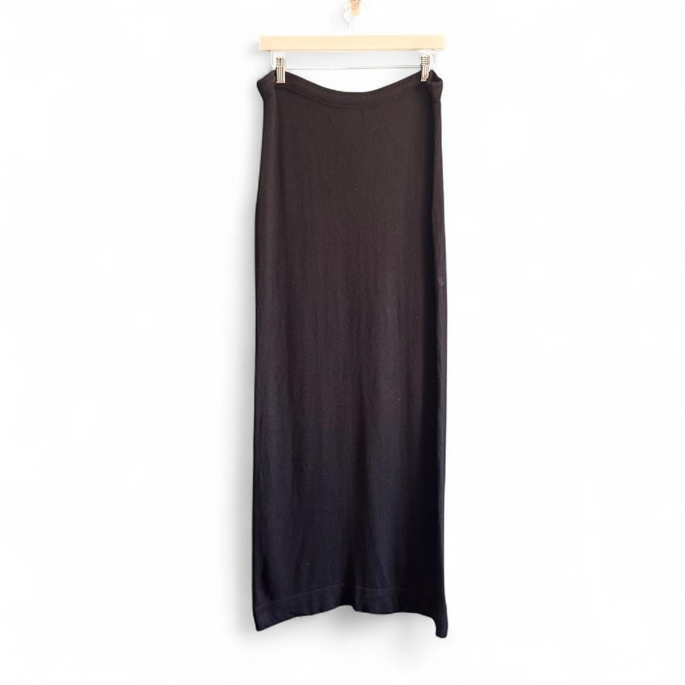 August Silk Black Maxi Skirt Women's Size Large Cashmere Knit MENDED 90s Retro - Picture 2 of 8